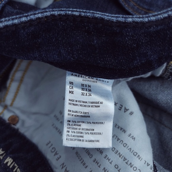 American Eagle Slim Taper Jeans Next Level Airflex Stretch Dark Wash 32 x 34 - Picture 14 of 14